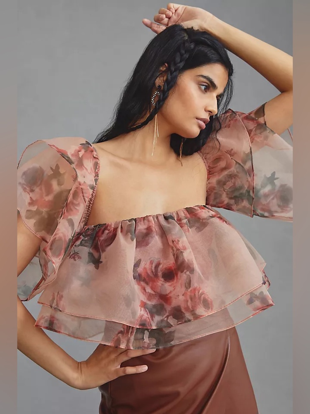 Dolan Anthropologie Left Coast Tiered Organza Top
